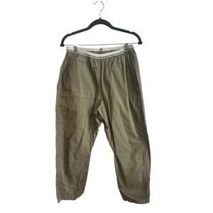 Free City Baggy Karate Paratrooper Green Pants 100% Cotton Sz M Pull On Elastic